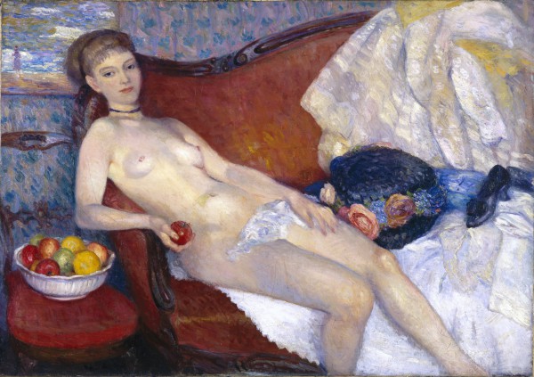 William James Glackens (American, 1870–1938) Girl with Apple, 1909–1910 Oil on canvas, 39 7/16 x 56 3/16 inches (100.2 x 142.7 cm) Brooklyn Museum, Dick S. Ramsay Fund, 56.70