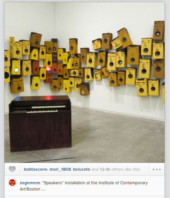 Os Gemeos installed "Speakers" at ICA Boston.