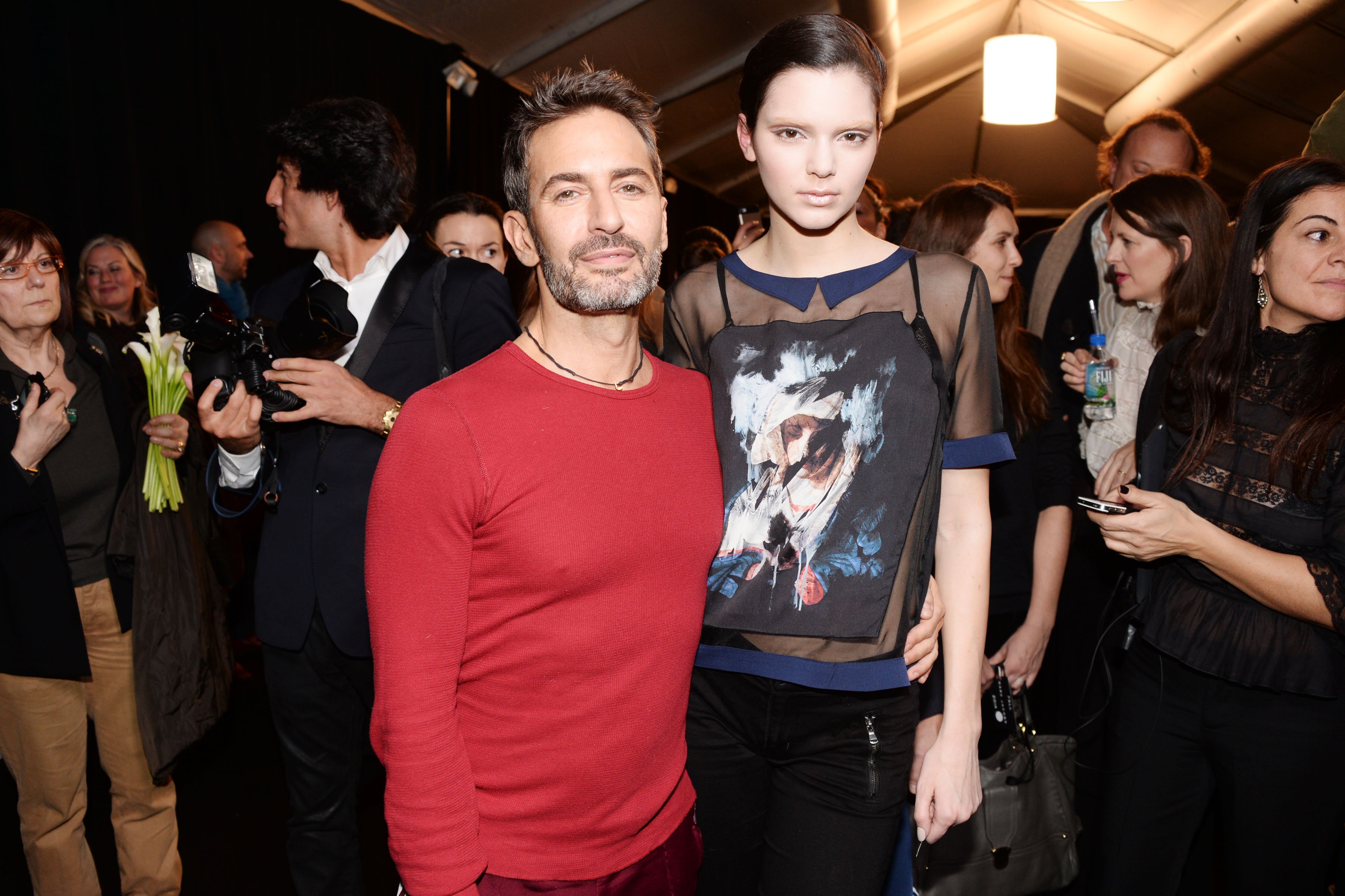 Marc Jacobs and an almost unrecognizable Kendall Jenner embrace after his runway show where she wore that top. ©Patrick McMullan Clint Spaulding/PatrickMcMullan.com
