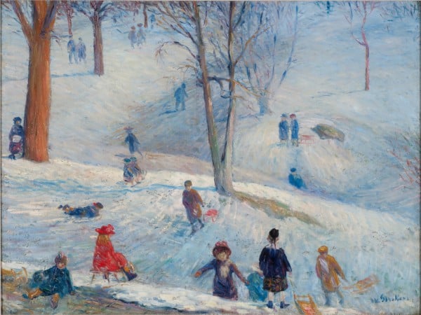 William Glackens Sledding, Central Park, 1912 Oil on canvas 23” x 31 ½” Collection of Museum of Art | Fort Lauderdale, Nova Southeastern University; Bequest of Ira Glackens 91.40.150