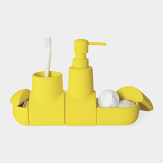 Celebrate 50 years of the Beatles while ridding your bathroom of clutter with this Yellow Submarine organizer. Image: MoMA Design Store