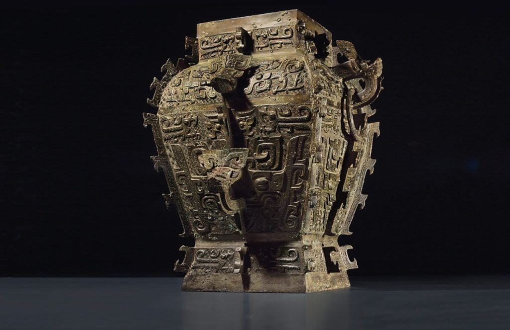 The “Min” Fanglei, a massive bronze ritual vessel from the late Shang/early Western Zhou dynasty (12th–11th century BC). Christie's says it ranks among the most important Chinese archaic bronzes to ever appear at auction and will hold a single-lot sale for it on March 20.