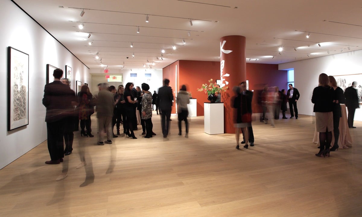 Guests at a March 13 reception for "Shuimo/Water Ink: Enchanted Landscapes,'' a "selling exhibition'' of contemporary Chinese ink paintings that runs through March 28th at Sotheby's New York. Rather than being auctioned, the works are being sold privately.