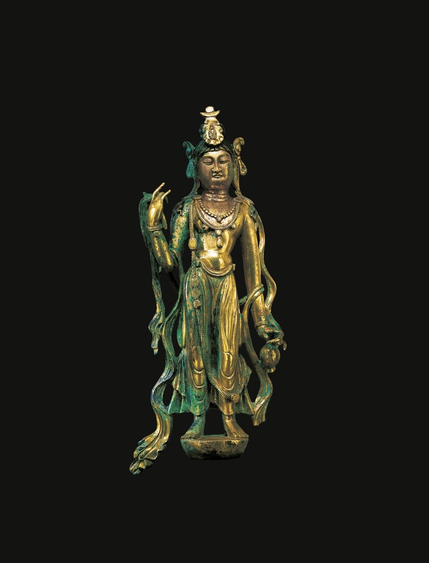 A gilt-bronze figure of the Bodhisattva Guanyin (Tang Dynasty, A.D. 8th Century) Photo credit: Maggie Nimkin