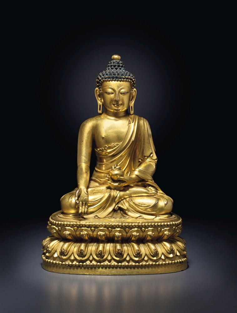 This figure of a Medicine Buddha (estimate: US$2—3 million) will be offered at Christie's new themed sale "The Beautiful and The Sublime: Asian Masterpieces ofDevotion"