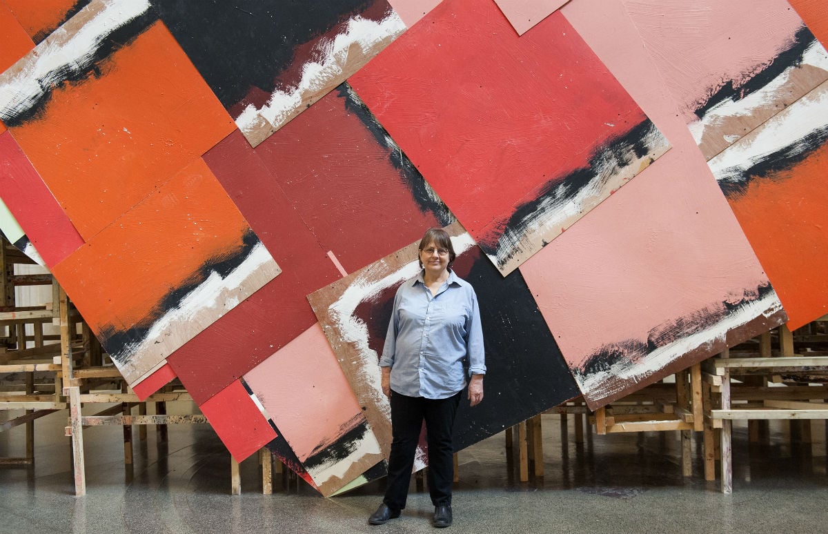 Portrait of Phyllida Barlow with dock 2014 J Fernandes, Tate Photography