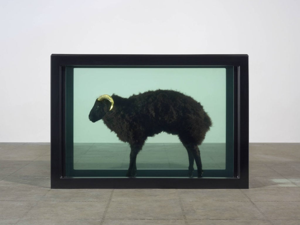 Damien Hirst, Black Sheep with Golden Horns, 2009 Tomasso Brothers Fine Art, Stand 165
