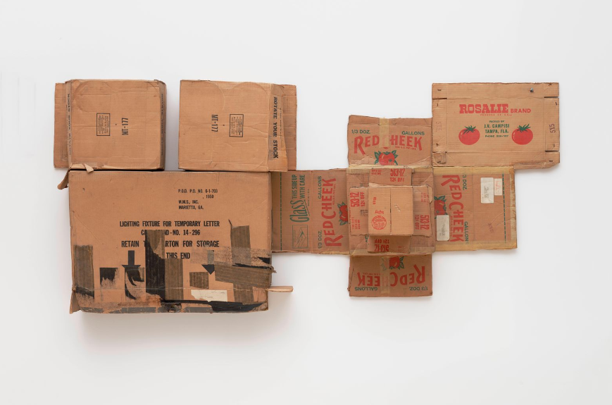 Robert Rauschenberg, <em>Rosalie / Red Cheek / Temporary Letter / Stock (Cardboard)</em>, 1971. Courtesy of the San Francisco Museum of Modern Art. 
