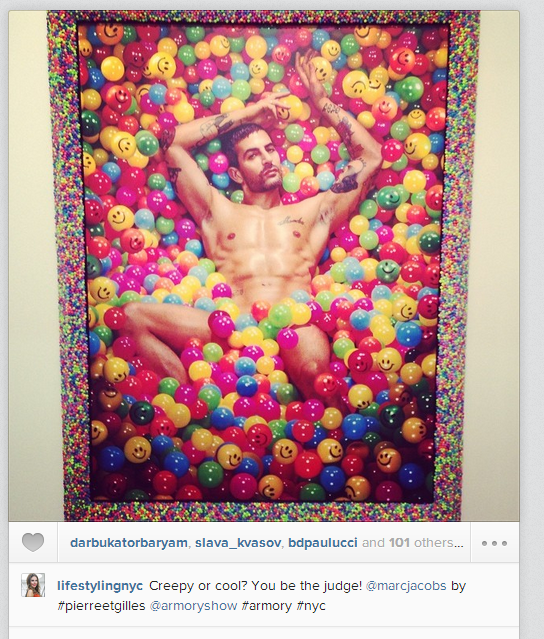 Marc Jacobs made a surprise guest appearance at the Armory Show in what appears to be  one of the beloved ball pits of our youth. Ahh, memories.