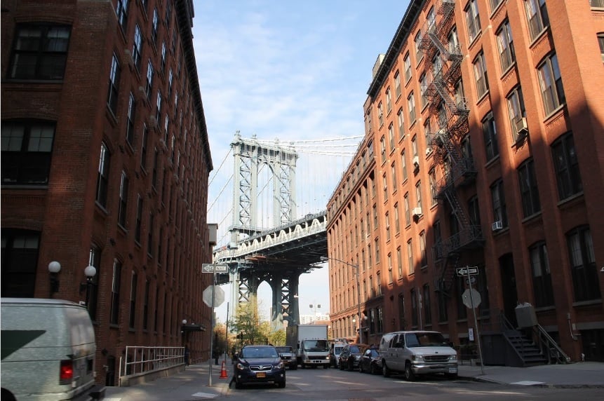 DUMBO Historic District, Brooklyn. Washington Street between Water and Plymouth Streets.