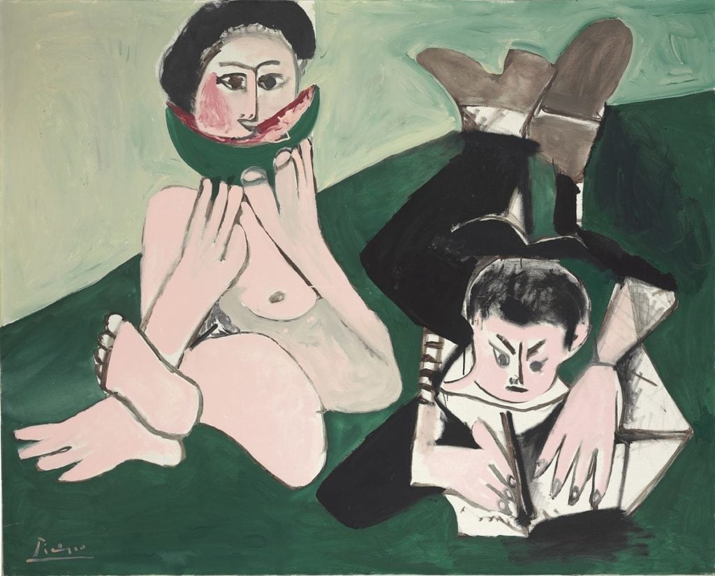 Pablo Picasso, Mangeuse de Pastèque et Homme Écrivant, 1965. Photo: courtesy Christie's.