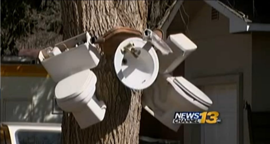 Toilet art ruled rubbish in El Paso Colorado. Photo: courtesy KRDO News Channel 13.