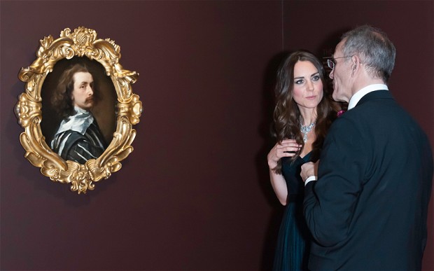 Kate Middleton, the Duchess of Cambridge, photographed alongside Anthony van Dyck self portrait.
