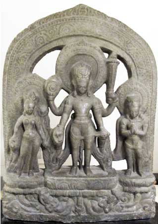 A 12th century stone statue of Lord Vishnu