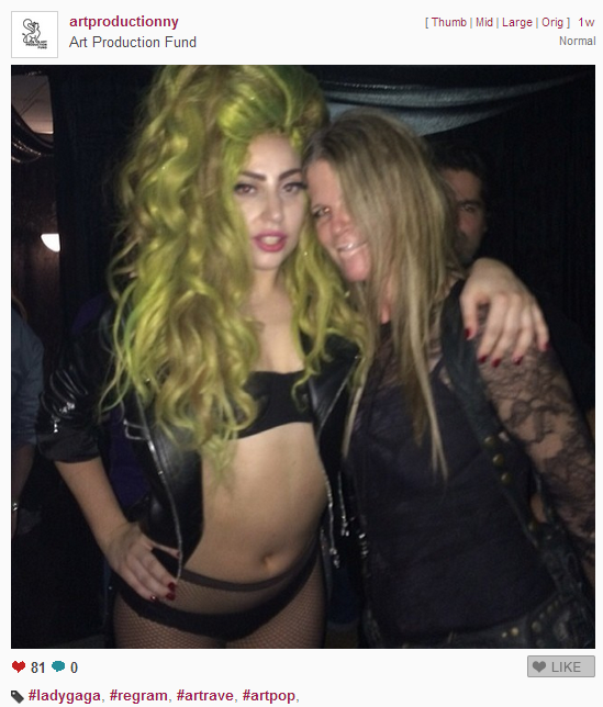 Art Production Fund's Yvonne Force Villareal had a run-in with a half-clothed Lady Gaga.
