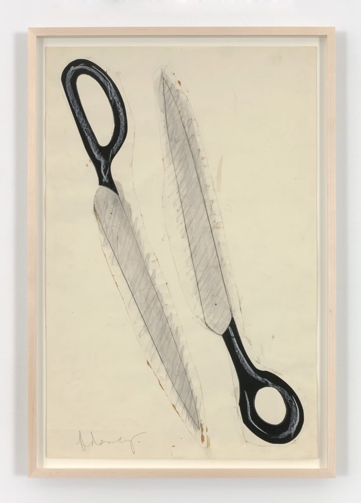 Scissors Monument Cut-Out (1967) graphite, crayon, watercolor on paper / collage was sold by Paula Cooper gallery at Art Basel last June for about $200,000. Photo: Courtesy Paula Cooper [chk]