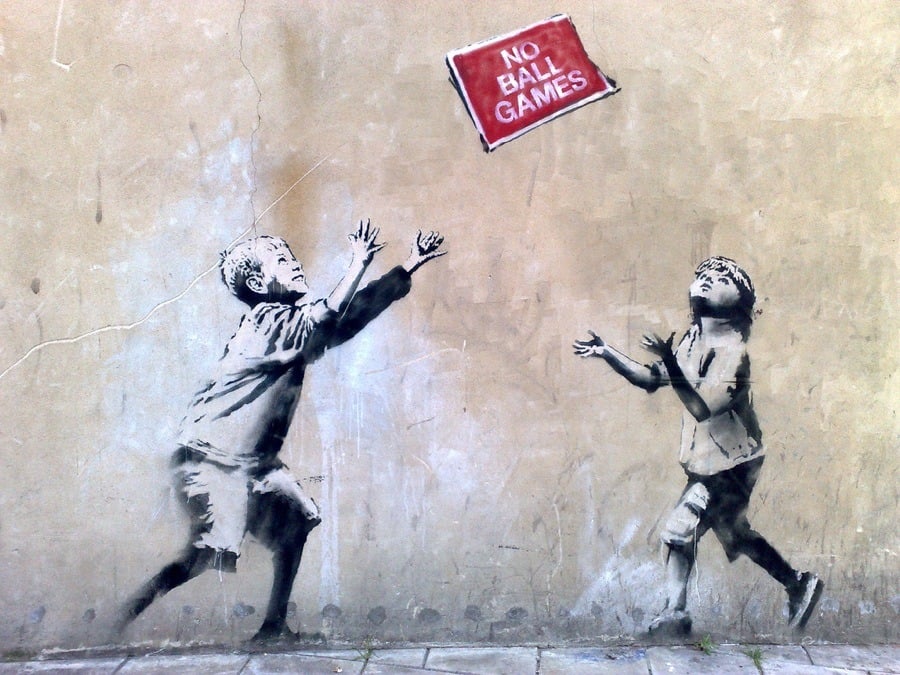 Banksy's No Ball Games is expected to fetch in excess of £1 million ($1.68 million) at the Stealing Banksy? auction on April 27