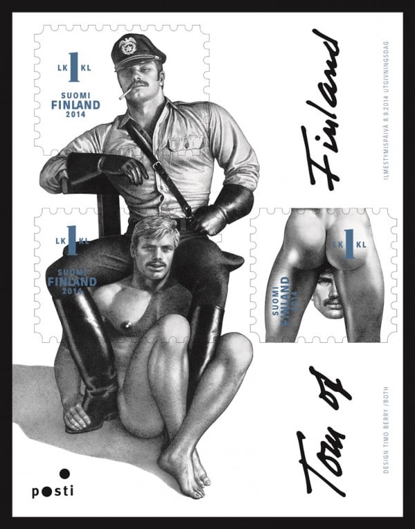 A postage stamp featuring Tom of Finland's images will be issued in Finland in Septemeber. Photo: Itella Posti Oy