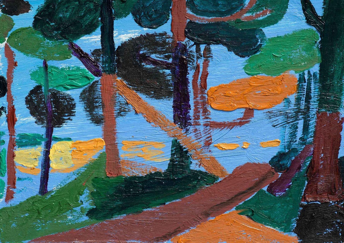Tal R, Walk towards Hare Hill, 2013, (detail) Oil on cardboard, 25 x 18 cm, 9 7/8 x 7 1/8 in Courtesy Victoria Miro Gallery