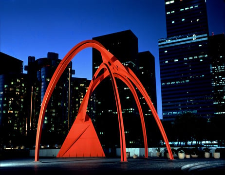 Alexander Calder, Four Arches (1974), painted steel. Public art installation at Los Angeles's Security Pacific Tower, 333 S. Hope St.