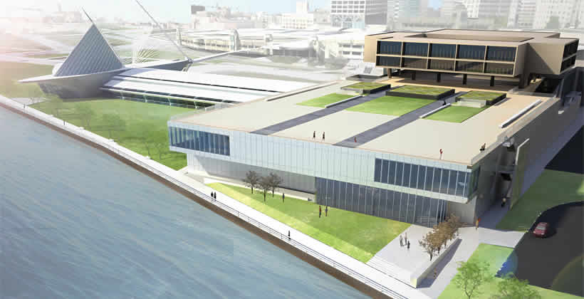 Proposed rendering of Milwaukee Art Museum expansion including a new lakefront entrance. Photo: Courtesy of Milwaukee Art Museum