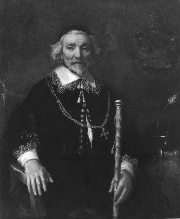 Rembrant, Portrait of Dirck van Os, before a recent restoration that removed the lace collar and necklace, which were later additions. Photo: courtesy the Joslyn Museum of Art, Omaha. 