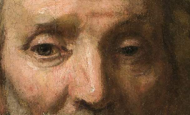 Rembrant, Portrait of Dirck van Os, detail. The work was recently reattributed to the master. Photo: courtesy the Joslyn Museum of Art, Omaha.
