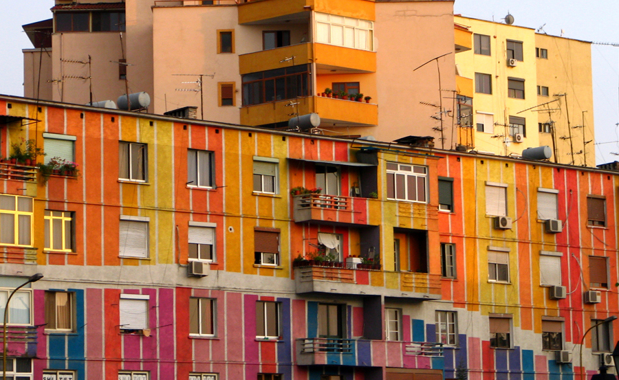 Brightly colored buildings in Tirana, Albania. Photo: David Dufresne/Flickr