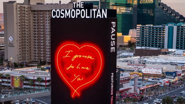 Tracey Emin, I Promise to Love You, on view on the Las Vegas strip. Photo: Erik Kabik, courtesy the Cosmopolitan and AP Photo.