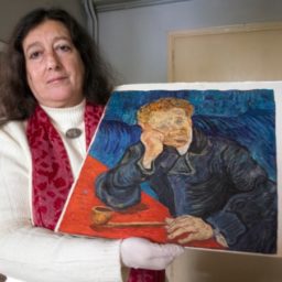 Doreta Peppas with a van Gogh painting recovered by her father during a Greek resistance raid of a Nazi train.
