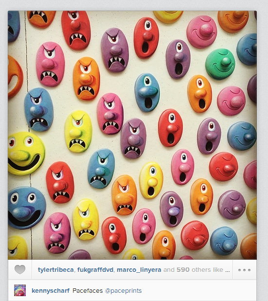 Funny faces by Kenny Scharf at Pace Prints.