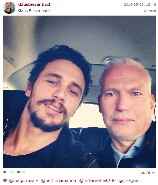 Klaus Biesenbach with James Franco. Are we the only ones who wonder what their conversations are like?