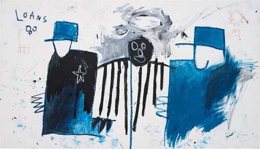 Lot 14- Jean-Michel Basquiat Untitled (1981) acrylic, oilstick on canvas 50 1/2 x 88 in. (128.5 x 223.5 cm.) Estimate $8,000,000 - 12,000,000   