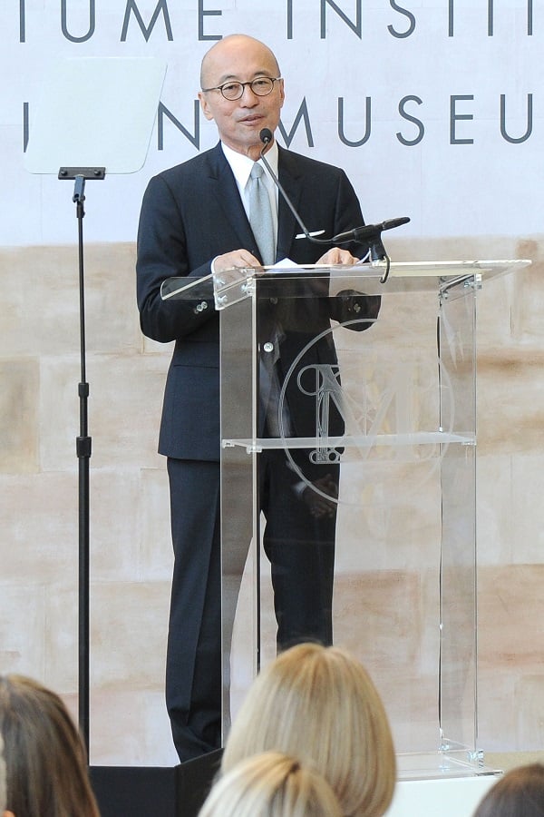 Harold Koda giving a speech at the ribbon cutting for the Costume Institute.  Photo: Owen Hoffmann/ PatrickMcMullan.com