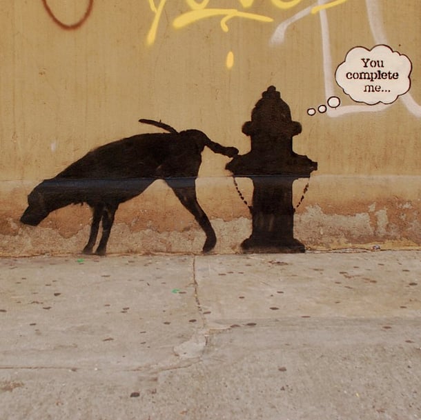 Banksy, <em>You Complete Me</eM> (2013), 24th Street and 6th Avenue, New York City. Photo courtesy of the artist. 