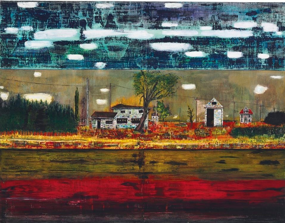 Peter Doig, Road House (1991). Courtesy Christie's.