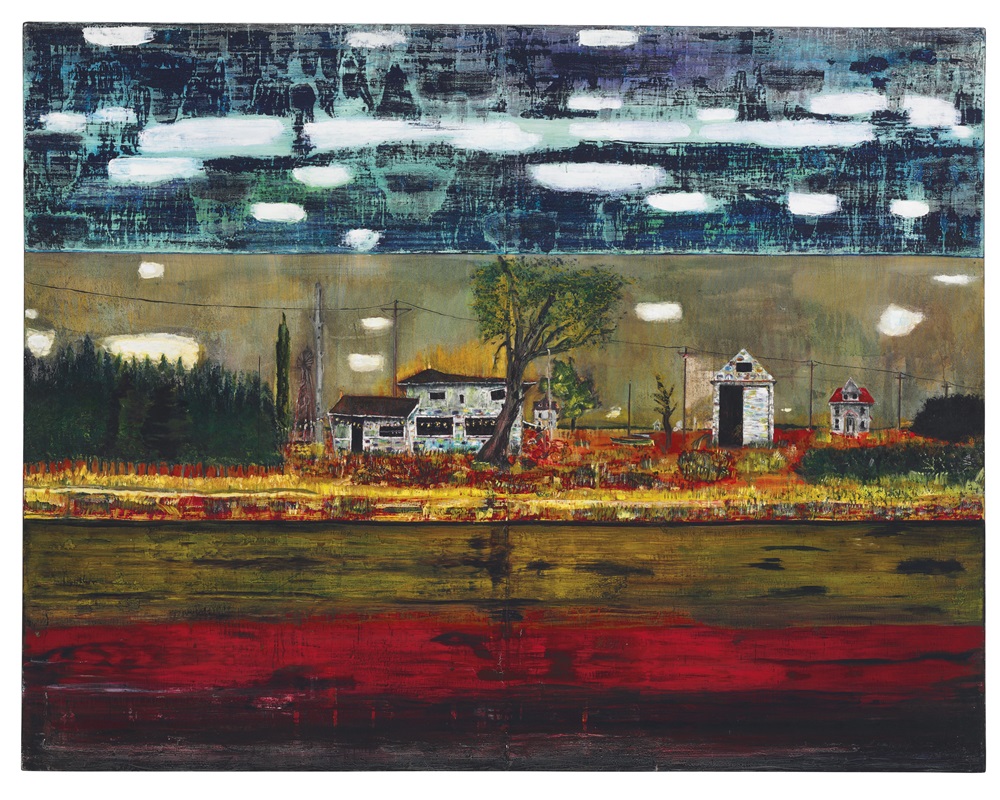 LOT 31 Peter Doig (b. 1959) Road House oil on canvas 76 x 98 in. (193 x 248.9 cm.) $9,500,000 - $11,500,000 Photo: Courtesy Christie's