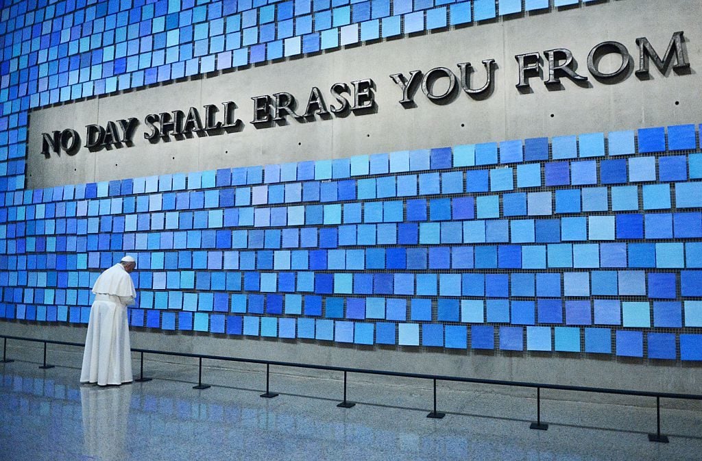 Pope Francis visits the 9/11 Memorial Museum in New York City, 