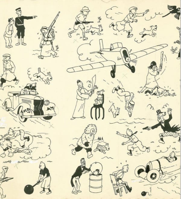 A drawing by Hergé. Courtesy Artcurial.