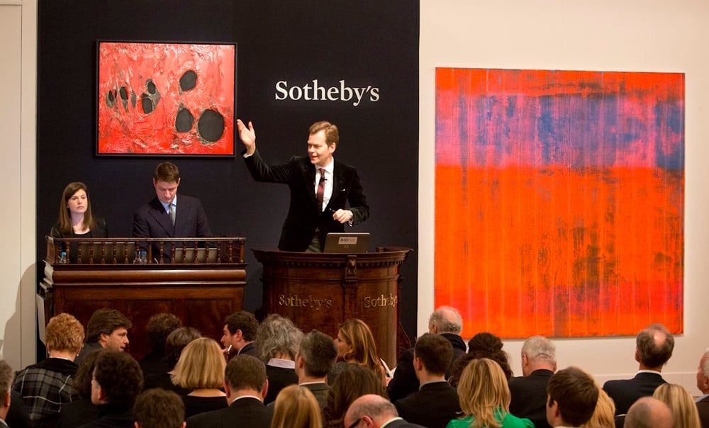 A live Sotheby's auction. Photo: Sotheby's.