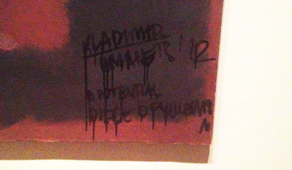 Mark Rothko, Black on Maroon (1958). Detail of the mural after it was vandalized in 2012.
