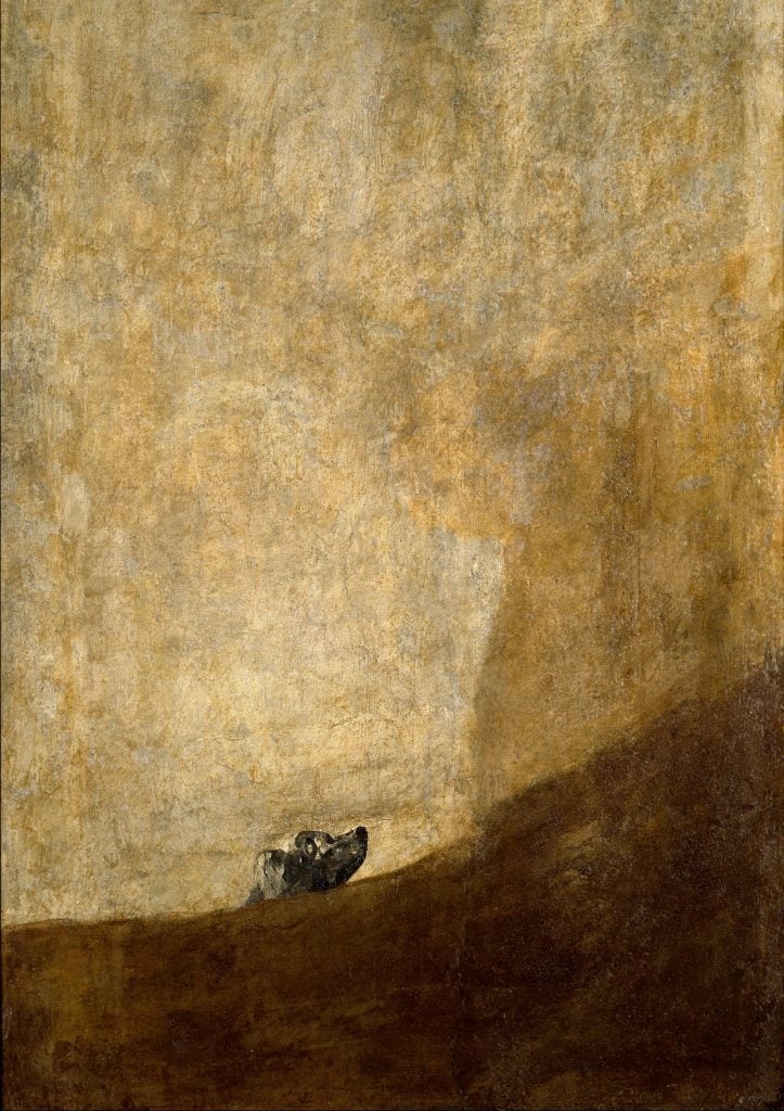 Francisco de Goya, <em>Dog half-submerged</em> (1821–23). Courtesy Museo Nacional del Prado, Madrid.