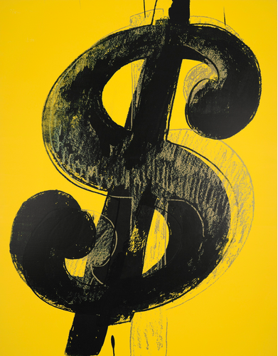 Dollar Sign (Yellow) (1981) by Andy Warhol. 