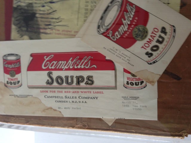 Suspect Warhol ephemera included Campbell's Soup paperwork with a Long Island, New York zip code though the company was based in Camden, New Jersey