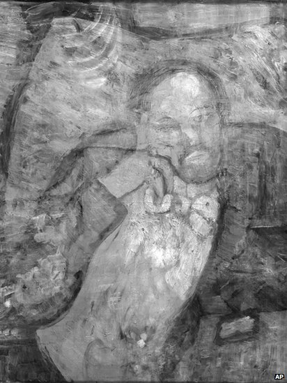 A hidden portrait by Pablo Picasso revealed by infrared technology. Photo: courtesy the Phillips Collection, Washington, DC/AP.