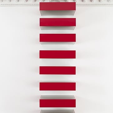 Donald Judd, Untitled (Bernstein 78-69), 1978, stainless steel and wrap-around red Plexiglass, Mnuchin Gallery, Art ©Judd Foundation, licensed by VAGA, Tom Powel Imaging, Inc., New York, NY