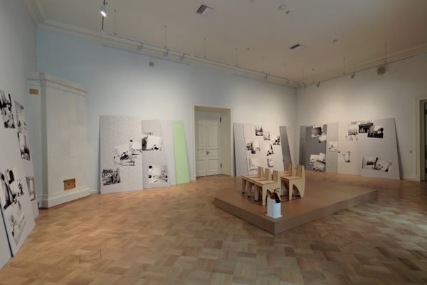 Installation view, Marc-Camille Chaimowicz, Here and There (1978) and Prie-dieu (2011) Courtesy the artist and Cabinet Gallery, London, Photo: Wolfgang Träger © Manifesta