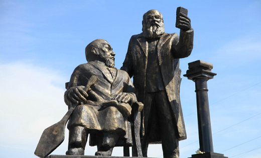 Kazakhstan removed this statue after only one day when locals compared the figures to two hobbits taking a selfie. Photo: via YK.kz.