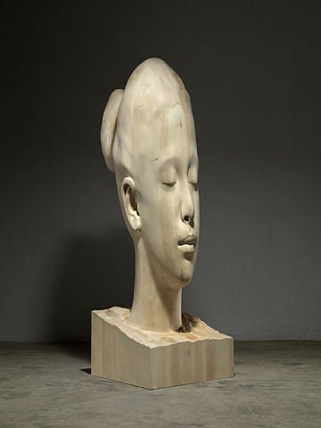 Jaume Plensa, Marianna Wells, 2013, linden wood, Galerie Lelong, Paris