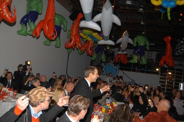 Jeff Koons at his 50th birthday celebration.